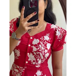 zqz Women Ethnic Dress Red Below Knee Dress-picture-24