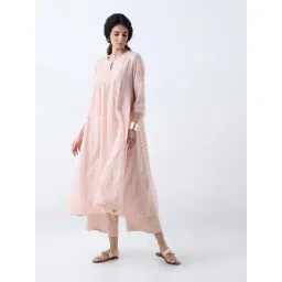 Zuba by Westside Dusty Pink Floral Fit-and-Flare Cotton-Blend Kurta-picture-19