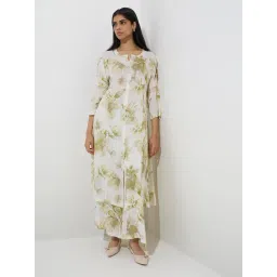 Zuba by Westside Green Floral Design A-Line Kurta-image-15