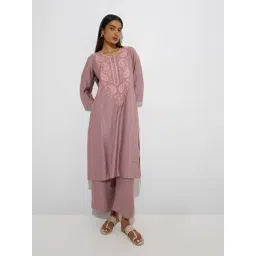 Zuba by Westside Mauve Paisley Embroidered A-Line Kurta-image-38