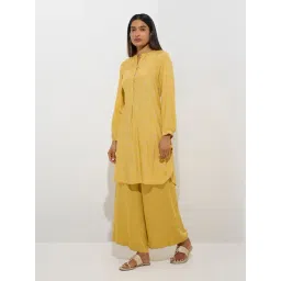 Zuba by Westside Mustard Floral Embroidered A-Line Kurta-picture-22