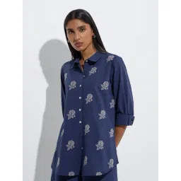 Zuba by Westside Navy Embroidered Cotton-Blend Tunic-picture-13