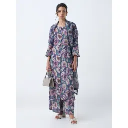 Zuba by Westside Purple Floral Design A-Line Kurta-image-47