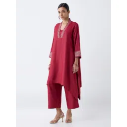 Zuba by Westside Red Embroidered A-Line Kurta-image-23