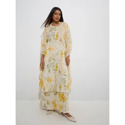 Zuba by Westside Yellow Floral Design A-Line Kurta-image-44