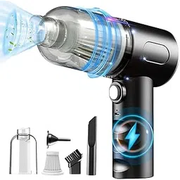 Zubeen 3-in-1 Mini Vacuum Cleaner, Cordless Handheld, Black and Blue, USB Rechargeable, 25W Strong Suction, Car and Home Cleaner with Blower, HEPA Filter, 0.3L Capacity, Battery Powered(Original)-picture-20