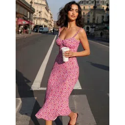 Zucchini Floral Print Bodycon Midi Dress-picture-10