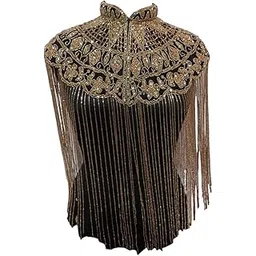 zuho Embellished Poncho For Women Part Wear (Gold)-picture-12