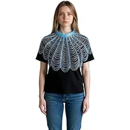 zuho Women's Net Beaded Shoulder Cape Poncho, Hand Crafted Ethnic Necklace For Saree, Dress, Suit wedding and Event.-picture-49