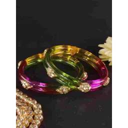 ZULKA Set Of 2 Diamond Crystal Studded Kada Bangles-picture-30