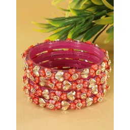 ZULKA Set Of 4 Zircon Gemstone Studded Kada Bangles-picture-16