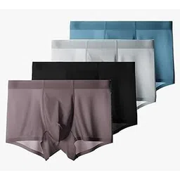 zumizo Men's ice Silk Underwear Seamless Underwear, Summer ice-Feel Breathable Boxer Shorts Multicolor (Pack of 4)-picture-34