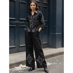 ZUMMER Embroidered Shirt Collar Shirt With Trousers Co-Ords Set-picture-40