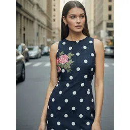 ZUMMER Polka Dot Print Sheath Dress-picture-23