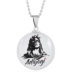 zumrut � Crystal Transparent Double-Sided Adiyogi Dhyana Mudra Shiva/Mahadev/Mahakal/??????? Pendant Mala Locket Necklace Temple Jewellery For Men and Women-picture-39