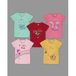 zuniors ssc Pack of 5 Girls Graphic Print Round-Neck T-shirt-picture-45