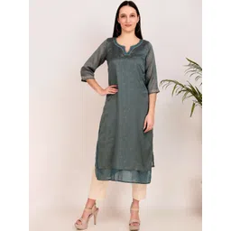 zuri Silk Notch Neck Straight Kurta-picture-33