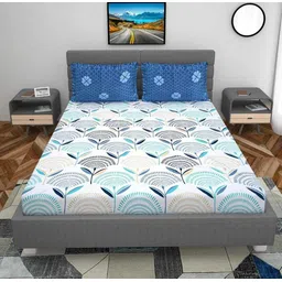 zuvaa 220 TC Cotton Blend Queen Printed Fitted (Elastic) Bedsheet-picture-11