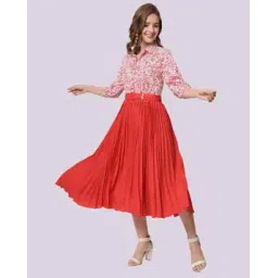 zwerlon x ag Girls Printed Pleated A-Line Dress with Belt-picture-43