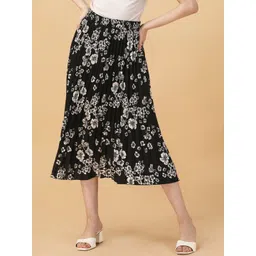 ZWERLON Floral Printed Pleated A-Line Midi Skirt-picture-34