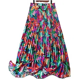 zwerlon | Skirt for Women | Beautiful Colorful Printed | Stylish Pleated A-Line Design | Flexible Elastic Waist | Lightweight Fabric | Perfect for Any Occasion-picture-13