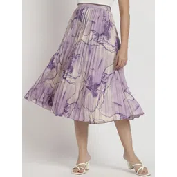 ZWERLON Printed Pleated A-Line Maxi Skirt-picture-39