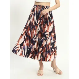 ZWERLON Printed Pleated A-Line Midi Skirt-picture-28