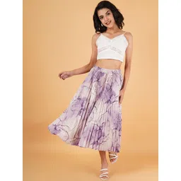 ZWERLON Printed Pleated A-Line Midi Skirt-picture-26