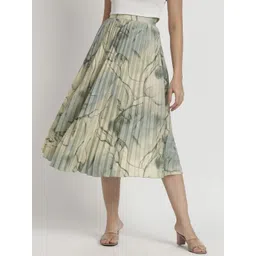 ZWERLON Printed Pleated A-Line Midi Skirt-picture-25