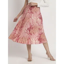 ZWERLON Printed Pleated A-Line Midi Skirt-picture-20