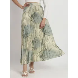 ZWERLON Printed Pleated A-Line Midi Skirt-picture-23