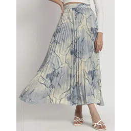 ZWERLON Printed Pleated A-Line Midi Skirt-picture-19