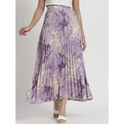 ZWERLON Printed Pleated A-Line Midi Skirt-picture-27