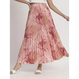 ZWERLON Printed Pleated A-Line Midi Skirt-picture-18