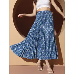 ZWERLON Printed Pleated Maxi Skirt-picture-41