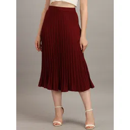 ZWERLON Women Pleated A-Line Midi Skirt-picture-20