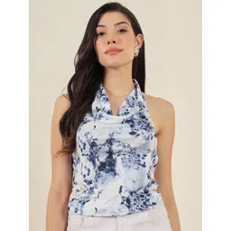 ZYNG Floral Printed Halter Neck Styled Back Crop Top-picture-35