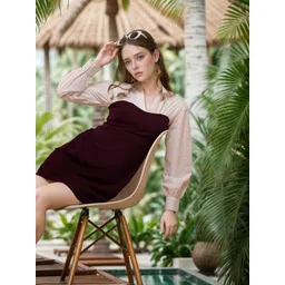 ZYNG Solid A-Line Mini Dress image 5