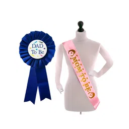 Zyozi Baby Shower Combo, Dad To Be Badge & Mom To Be Sash (Pack Of 2)-picture-11