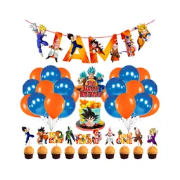 Zyozi Dragon Ball Z 1st Birthday Party Supplies and Decorations Orange And Blue - Pack Of 37-image-33