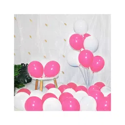Zyozi Pink & White Metallic Balloons with Ribbon for Birthday Baby Shower Party Decorations - Pack of 52-image-6