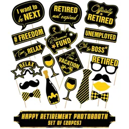 zyozi Retirement Photo Booth Props Funny Happy Retirement Party Props with Wooden Sticks Assembly Creative Party Supplies, Perfect for Retirement Theme Birthday Party Decorations 20 PCS Photo Booth Board-picture-26