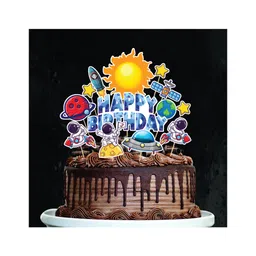 Zyozi Space Rocket Cupcake Topper and Cake Topper Decorations for Space Theme Party Multi Colour - Pack of 13-picture-28