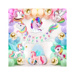 Zyozi Unicorn Birthday  Party Supplies Multi Colour -Pack of 53-picture-21