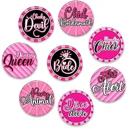 zyozique Bride To Be Badges Set | Pink Bride To Be Buttons Pins Badges - Wedding, Bachelorette Party Badges (Pack Of 8)-picture-20