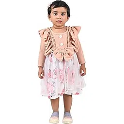 Zyrix Girls Cotton Net Stylish Long Sleeve Designer Frock for Festival & Weding Multicolour-picture-11