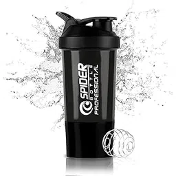 Zyro Spider Gym Shaker Bottle with Stainless Steel Mixer Ball | Leak-Proof Protein Shaker with 500 ml | Gym, Workout & Travel Bottle for Men & Women| Black| For Men & Women pack of 1-picture-13