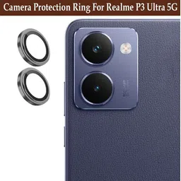 Zyxo Back Camera Lens Ring Guard Protector for Realme P3 Ultra 5G [ Black Metal Ring with 9H Glass] Set of 1-picture-25