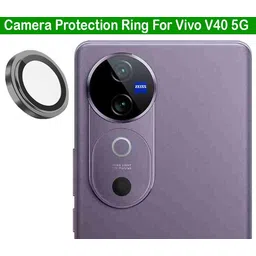 Zyxo Back Camera Lens Ring Guard Protector for Vivo V40 5G [ Black Metal Ring with 9H Glass] Set of 1-picture-15