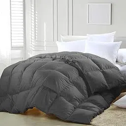 zzlamb Grey Lightweight Feather Down Comforter, All Season Warm Duvet Insert for King Bed, Durable & Breathable Cotton-Blended Shell Down Proof Duvet with Corner Tabs, King Size 106''x90'' Grey-picture-21